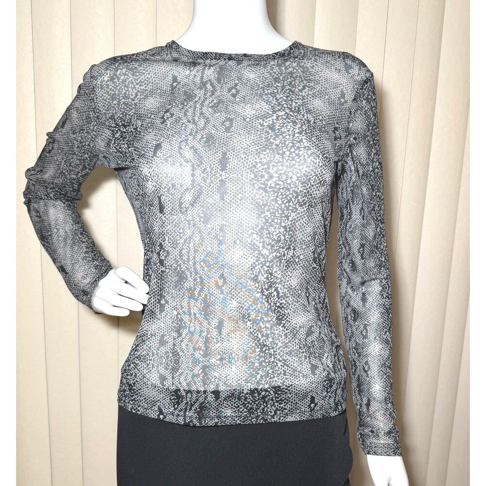 Vintage Y2K Express World Brand Sheer Mesh Snake Print Top Women’s M 90s